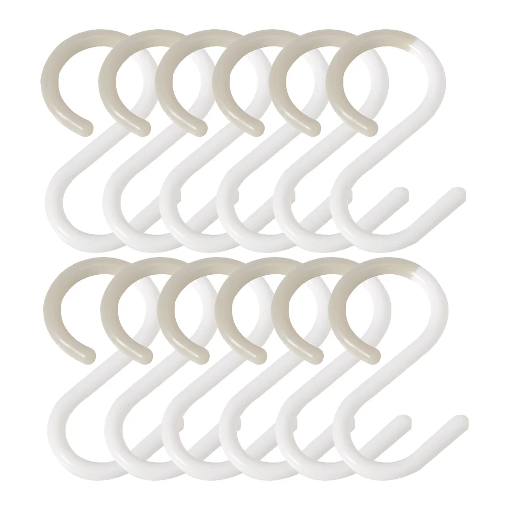 12 Pcs Hat Hooks S-hook Wardrobe Multiple Uses Tools White For Hanging Clothes Plastic Closet Coat