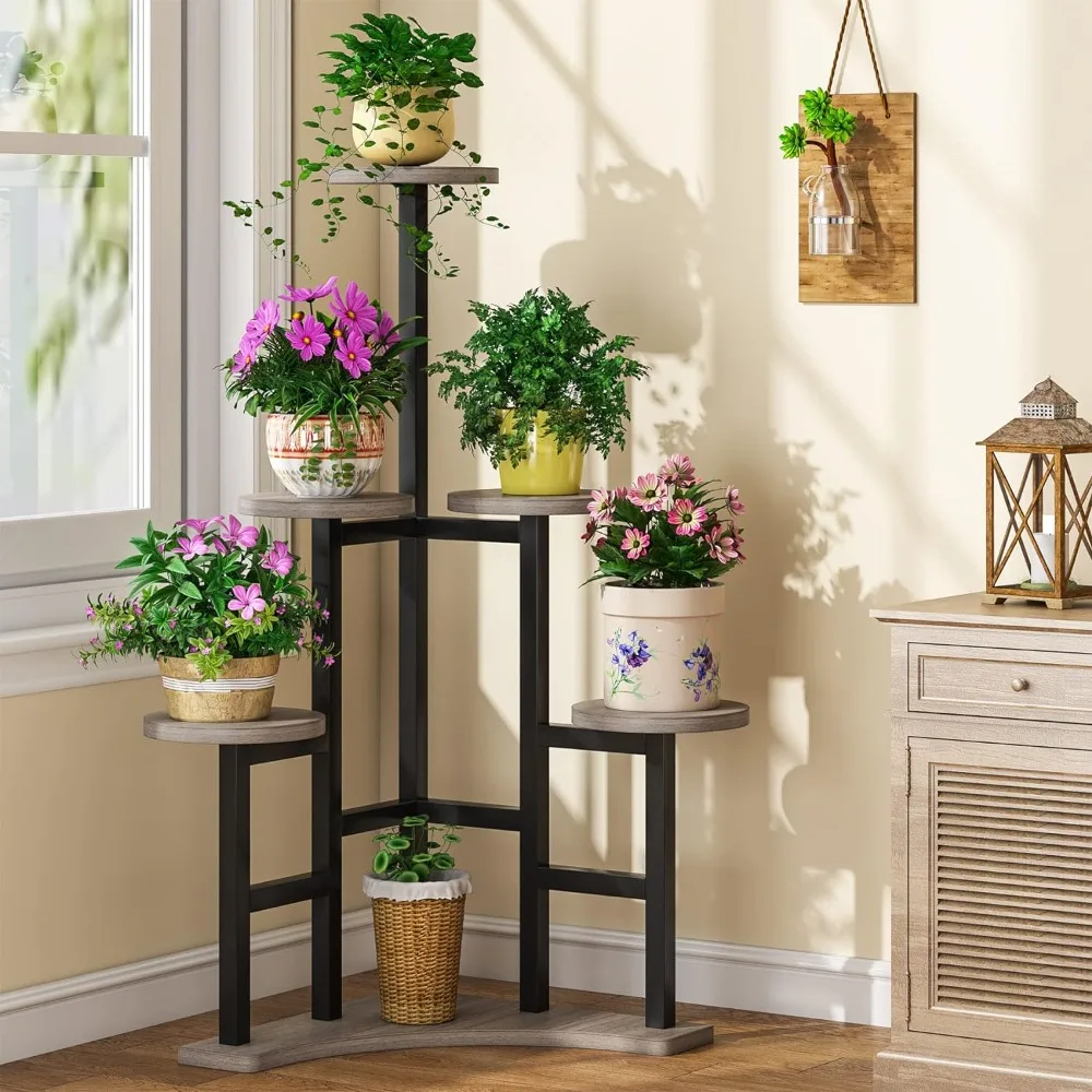 

Indoor corner plant stand, 6 tiers flower stand, multiple potted plant stands, planter organizer for living room balcony garden