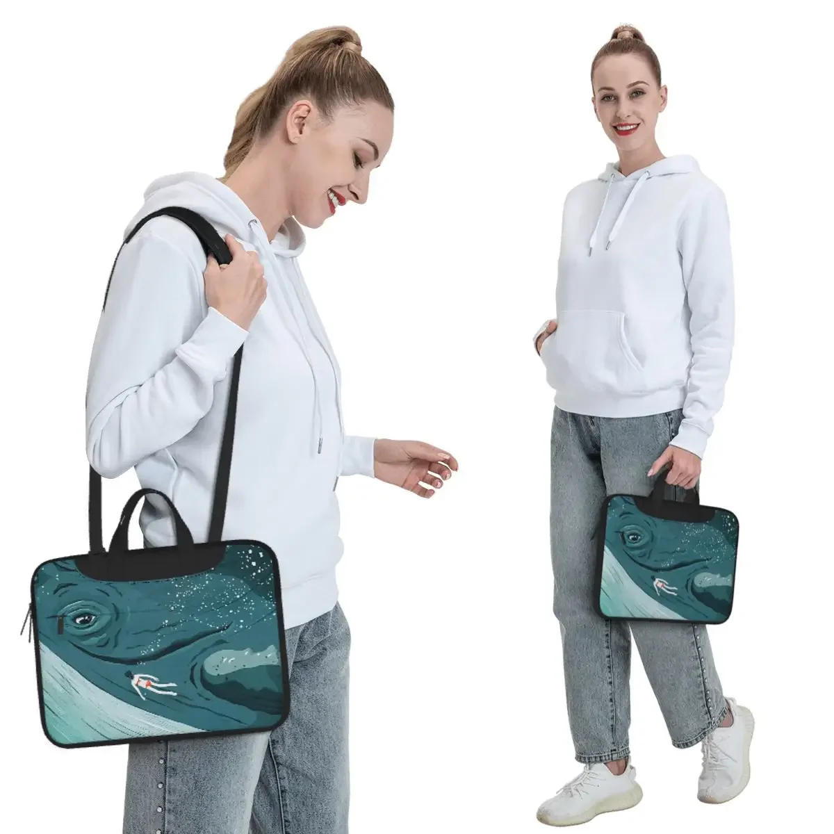 Whale Dive Crossbody Laptop Bag Case Computer Bag 13 14 15.6 Inch Notebook Pouch for Macbook Pro Lenovo
