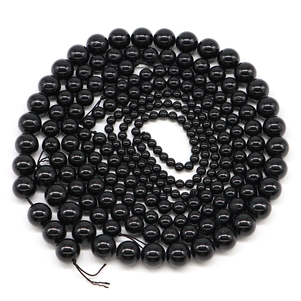 4 6 8 10mm Natural Crytsal Stone Black Tourmaline Round Loose Spacer Gemstone Accessories For Making Handicrafts Jewelry Gifts - Image 5