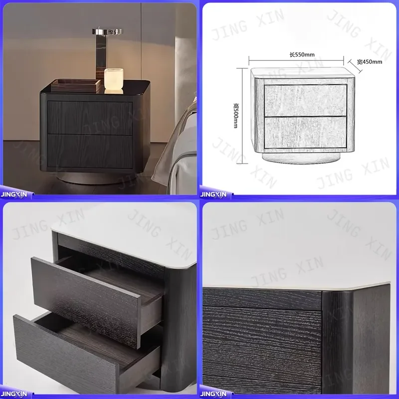 Custom for Nordic Nightstand Modern Italian Style Bedside Table Luxury Simple Drawer Storage Bedroom Furniture Home Decor