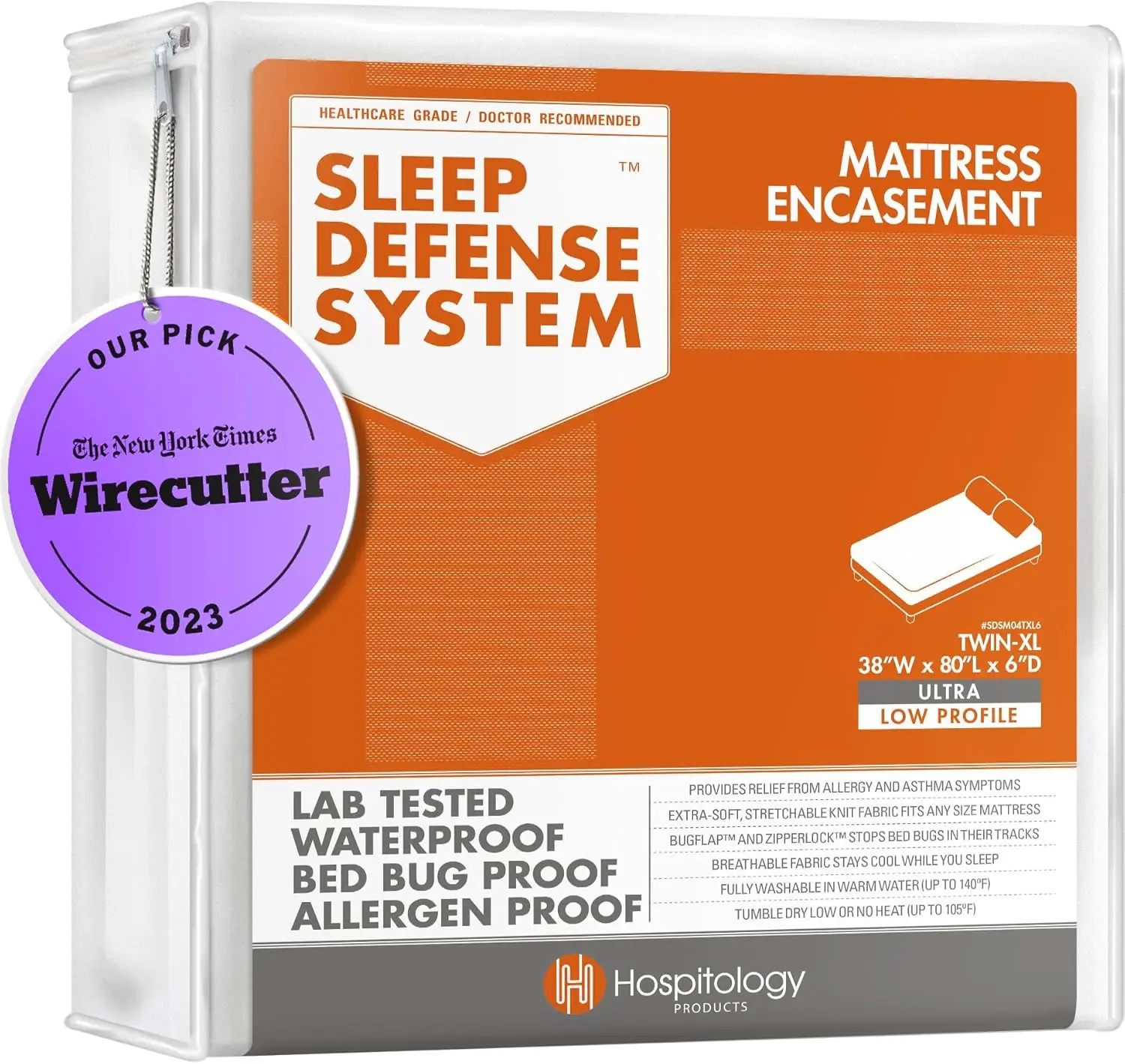 

Mattr Encasement - Zippered Bed Bug Dust Mite Proof Hypoallergenic - Sleep Defense System - Twin Xl - Waterproof - Stretchable