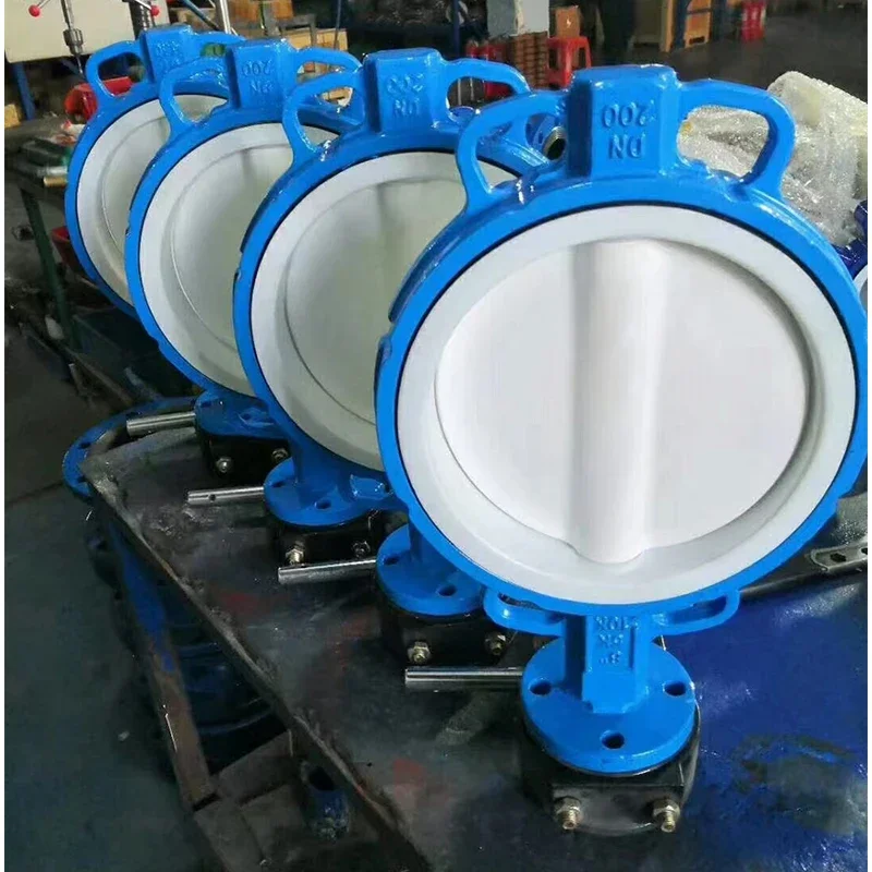 Turbine handle fully lined PTFE pair butterfly valve D371F4-10/16Q nodular ink body PTFE plate PTFE valve seat