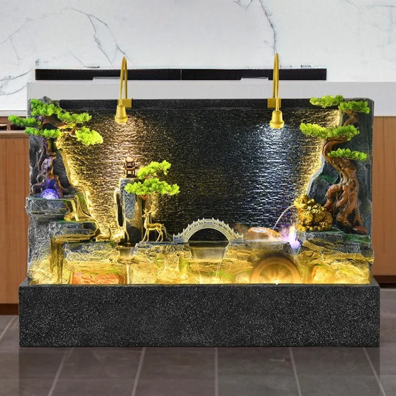

Large water curtain wall flowing fountain lucky landscape ornament domestic circulation courtyard partition screen hotel