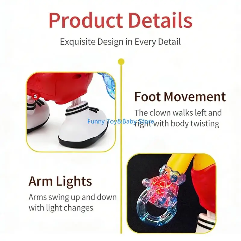 インタラクティブ教育ダンスピエロおもちゃ音楽と幼児のための楽しいモーションクロール学習活動おもちゃ C90B