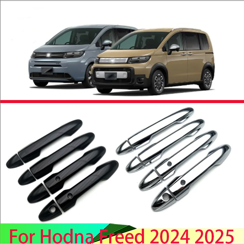 For HONDA Freed 2024 2025 Car Accessories ABS Chrome Door Handle Cover With Smart Key Hole Catch Cap Trim Molding