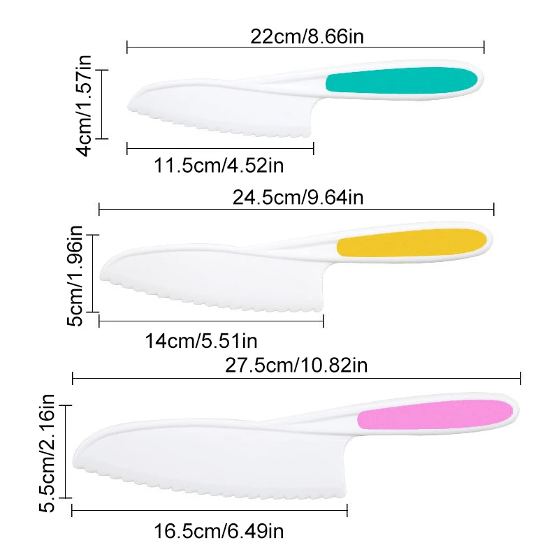 1/3Pcs Plastic Fruit Knife Sawtooth Safe Kitchen Knife Kids Chef For Bread Lettuce Cooking Knives Children Tools Knives