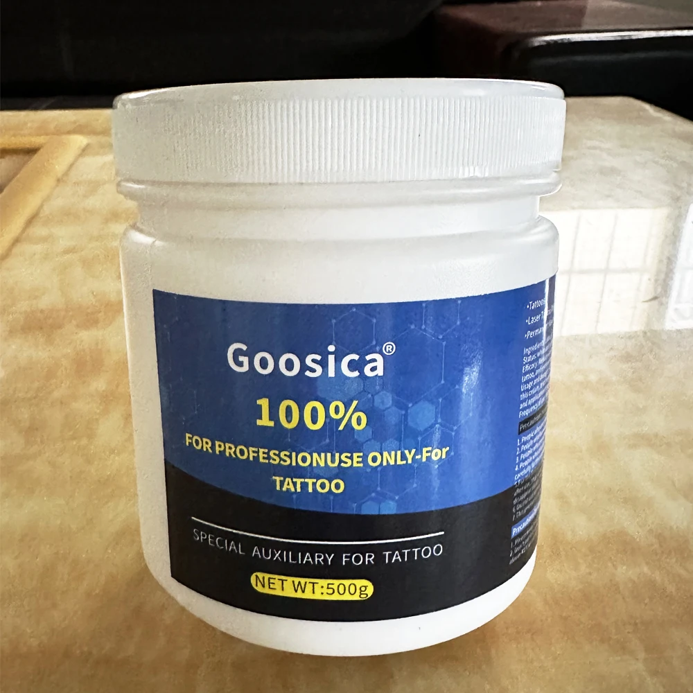 100% Blue Goosica Tattoo Cream for Permanent Makeup Body Beauty Microblading Piercing Eyebrow Lips Liner  Auxiliary Cream 500g