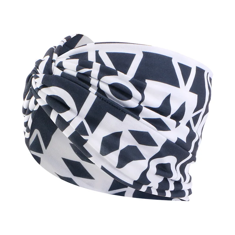 Women African Pattern Print Headbands Turban Wide Stretch Headwrap Twist Style Hair Bandanas Head Wrap Elastic Headwear