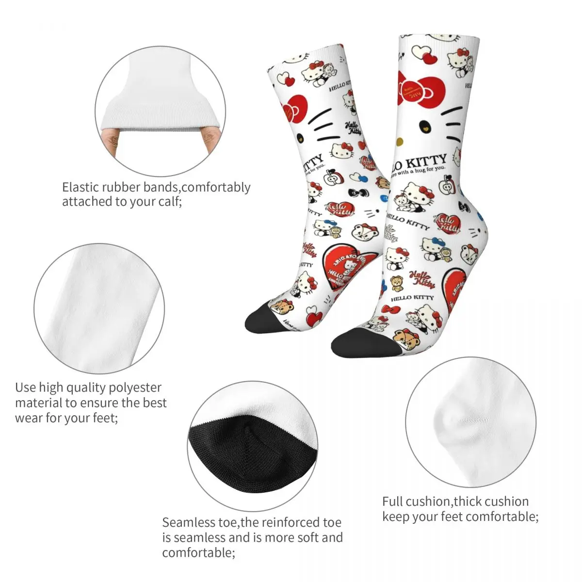 Hello Kitty Socks Leisure Stockings Women Men Warm Soft Outdoor Socks Winter Graphic Anti Bacterial Socks