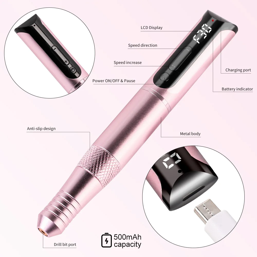 30000 RPM Draagbare Nagelpolijstmachine Speciaal voor Exfoliëren en Manicure Elektrische Nagelpolijstmachine Pen-type Polijsten Manicure Tool