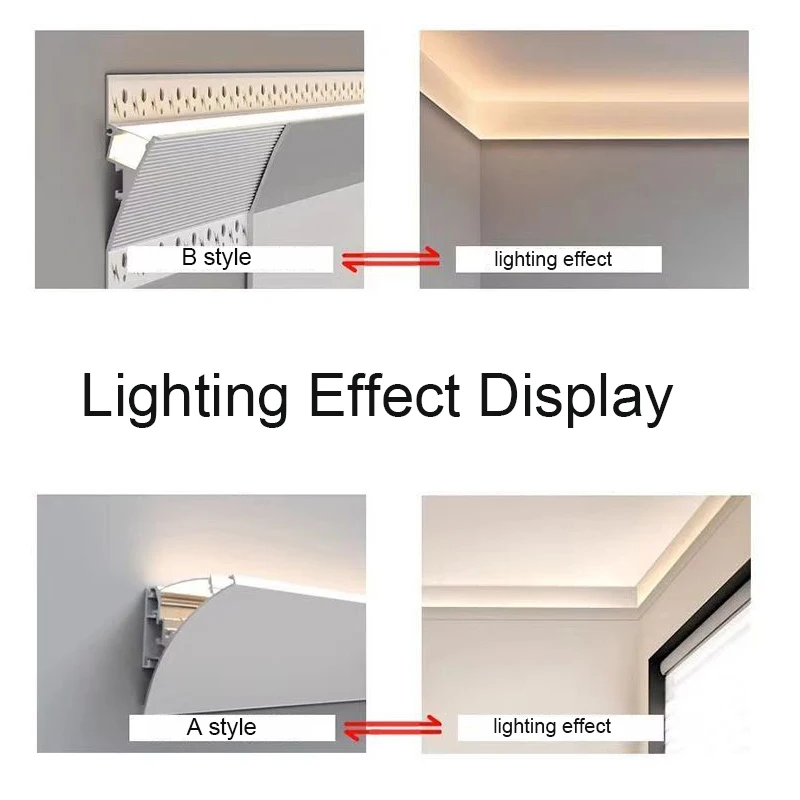 Upward Light Led Aluminum Profile Gypsum Indoor Wall Washing Linear Lamp For Bedroom Bedside Ceiling Decor Reflector Profile