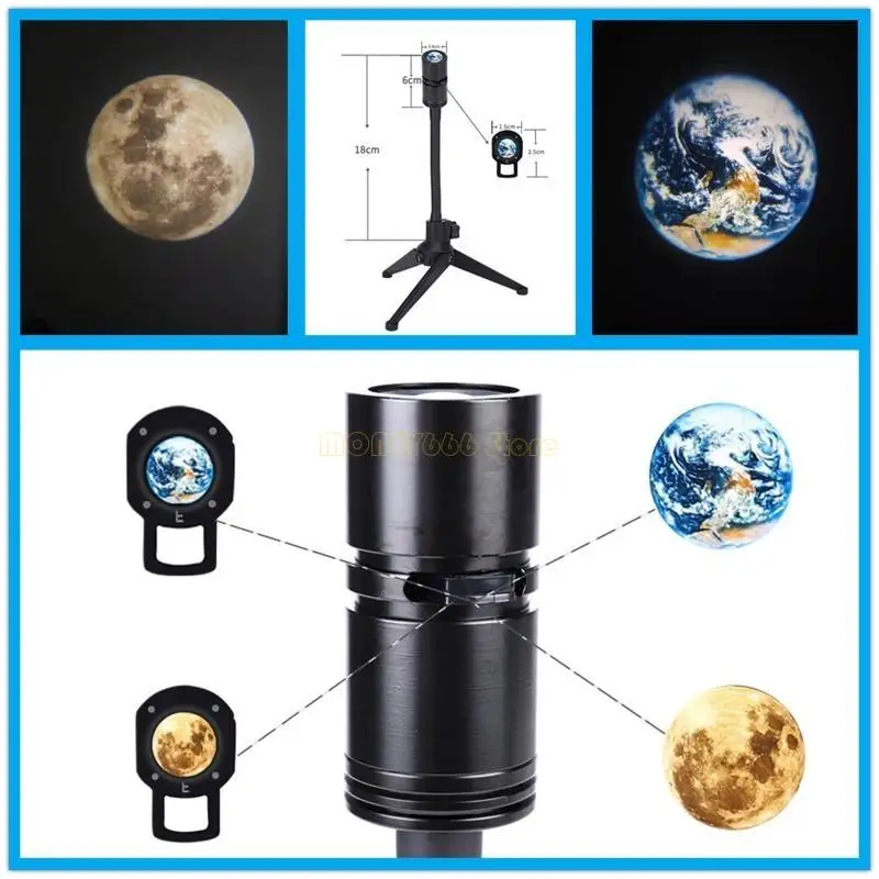 F62C USB Moon Lamp Planet Planet Projection Lamp для творческого ночного света атмосферы с 360 вращающимися кронштейнами и 1,5 м