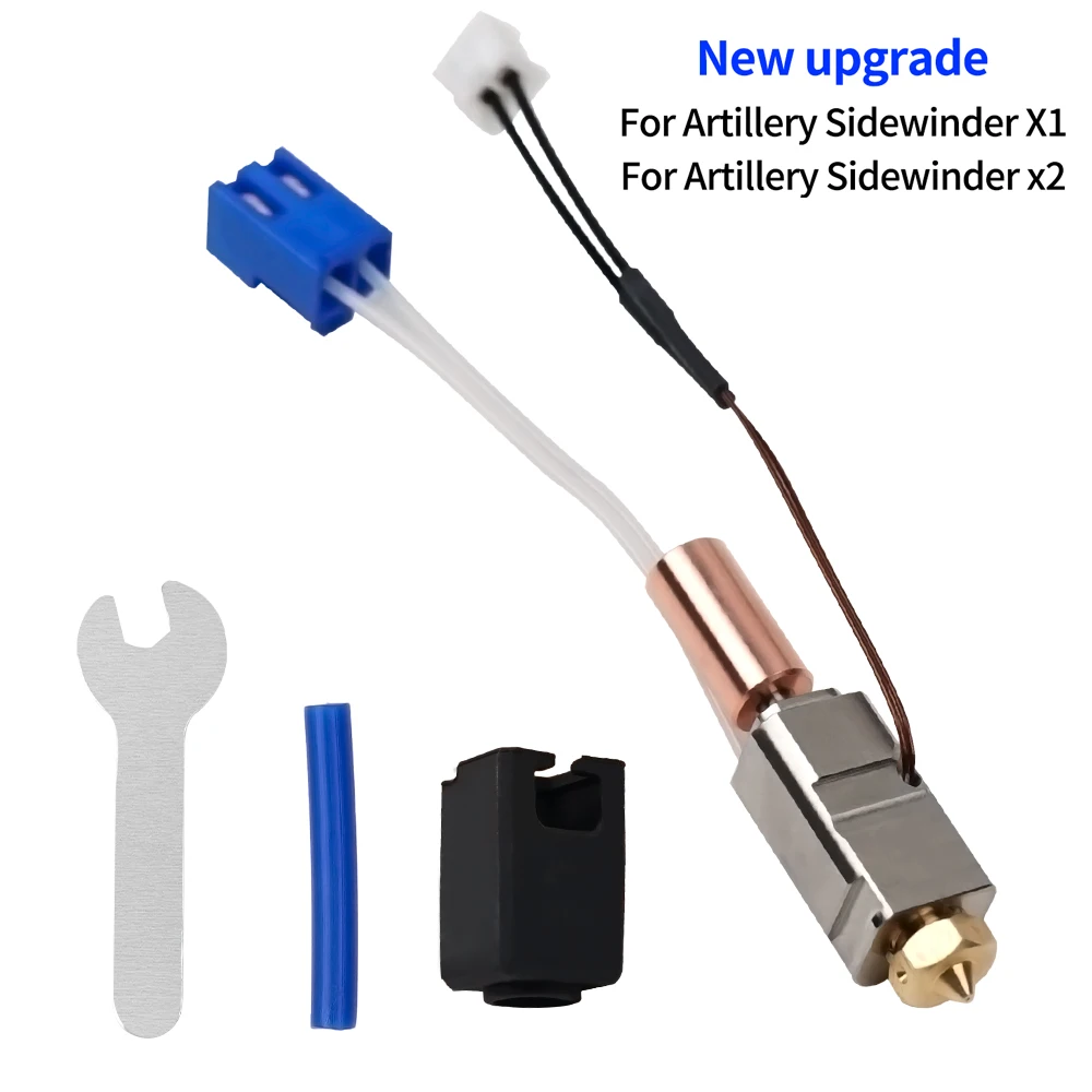 Upgrade Hotend Kit For Artillery Sidewinder X1/X2 Genius Thermistor Heat Tube Heat Block Throat Volcano Nozzle 3D Printer Parts