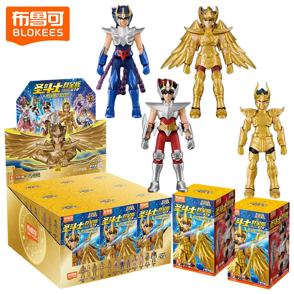 Oryginalne figurki BLOKEES Saint Seiya Galaxy Version Series Blind Box, kreatywne modele, modne zabawki, gadżety anime, prezenty świąteczne dla dzieci.