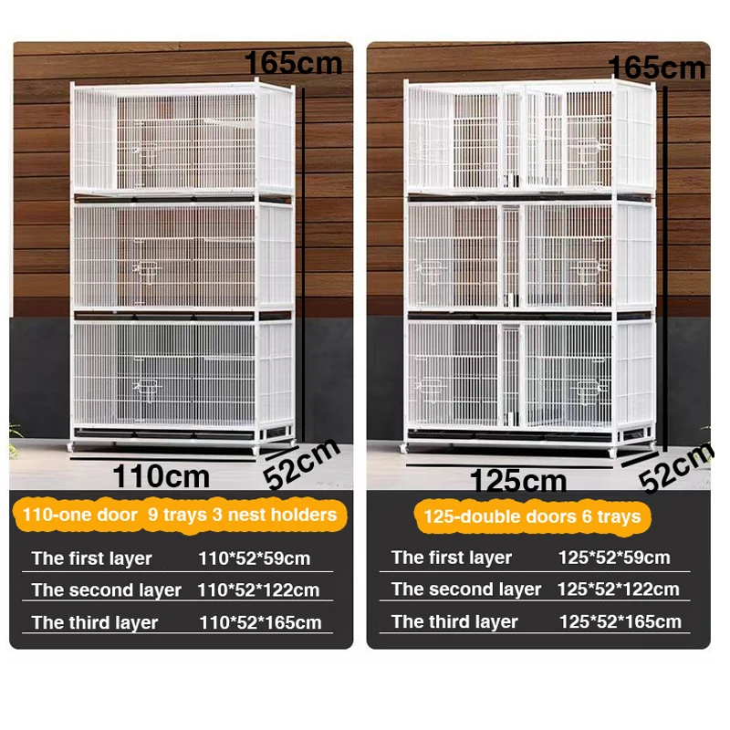Heavy-Duty Large Metal Bird Cage Solid Pattern Stackable Parrot Cage with Removable Trays for Breeding Canary Lovebird Species
