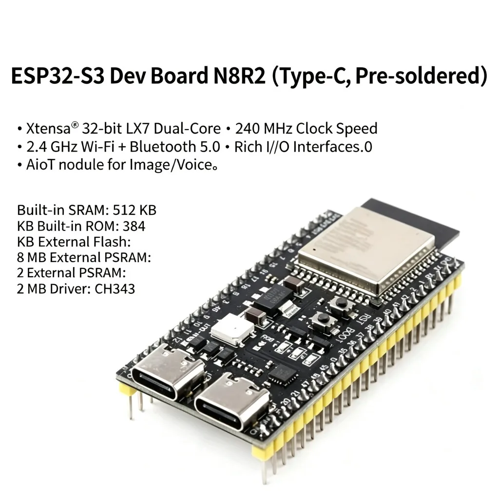 ESP32-S3 Development Board DevKitC-1 N8R2 N16R8 WiFi BT Module 44Pin Type-C USB ESP32-S3 WROOM-1 image 3