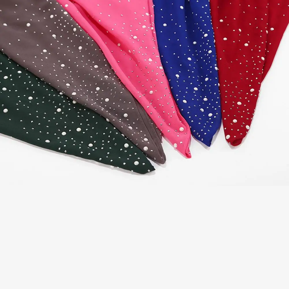 

Многоцелевой шарф-тюрбан, платок, элегантный декор из искусственного жемчуга, легкий шарф, повязка на голову для женщин, модный однотонный цвет