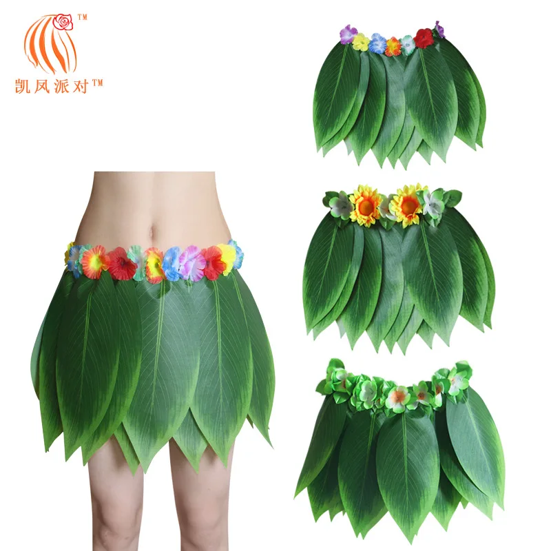 Hawaiian Children Adult Simulated Leaf Grass Skirt Beach Holiday Party Decorative Dress Halloween Cosplay Props