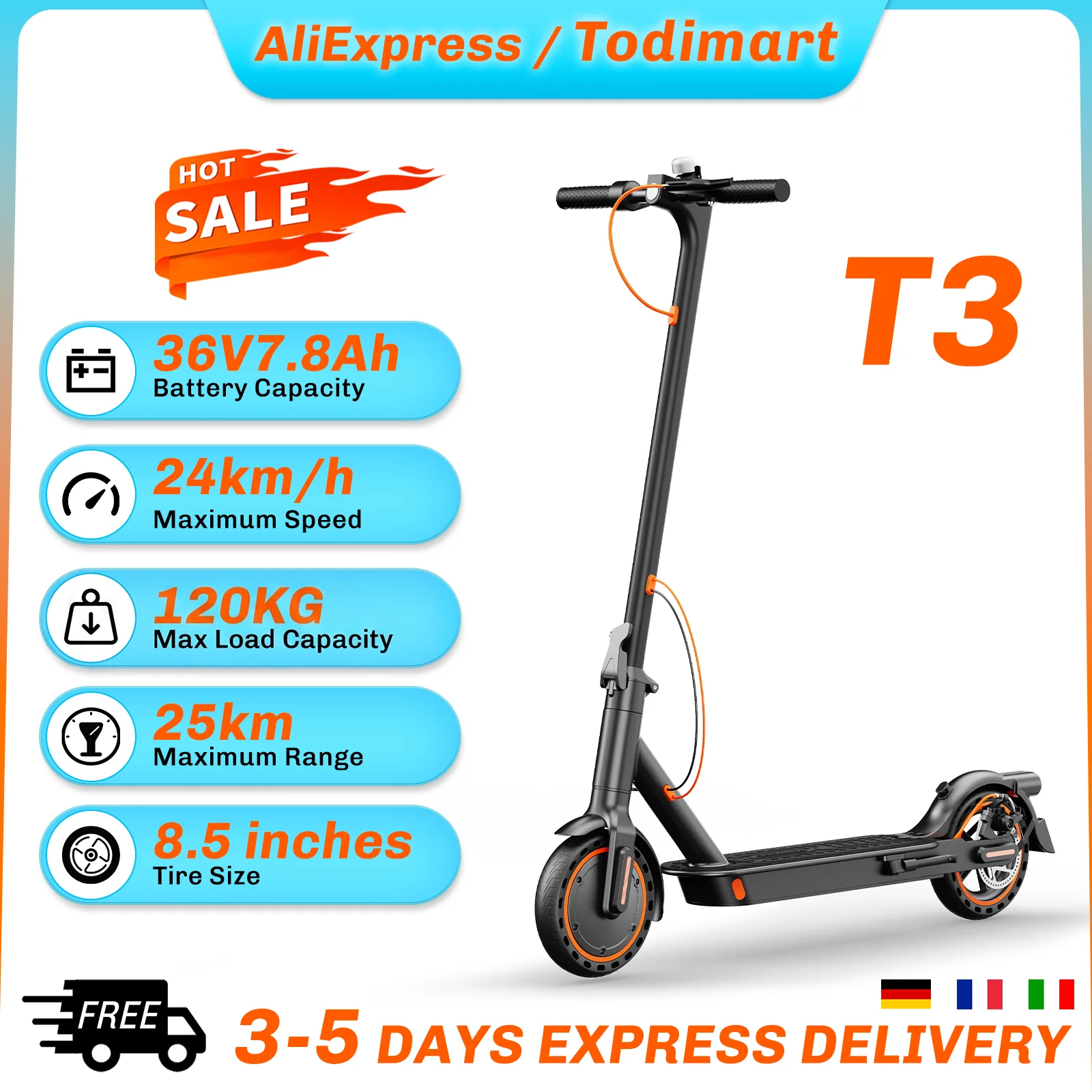 TODIMART T3 Elektroroller für Erwachsene, 36V 7,8Ah E-Scooter …