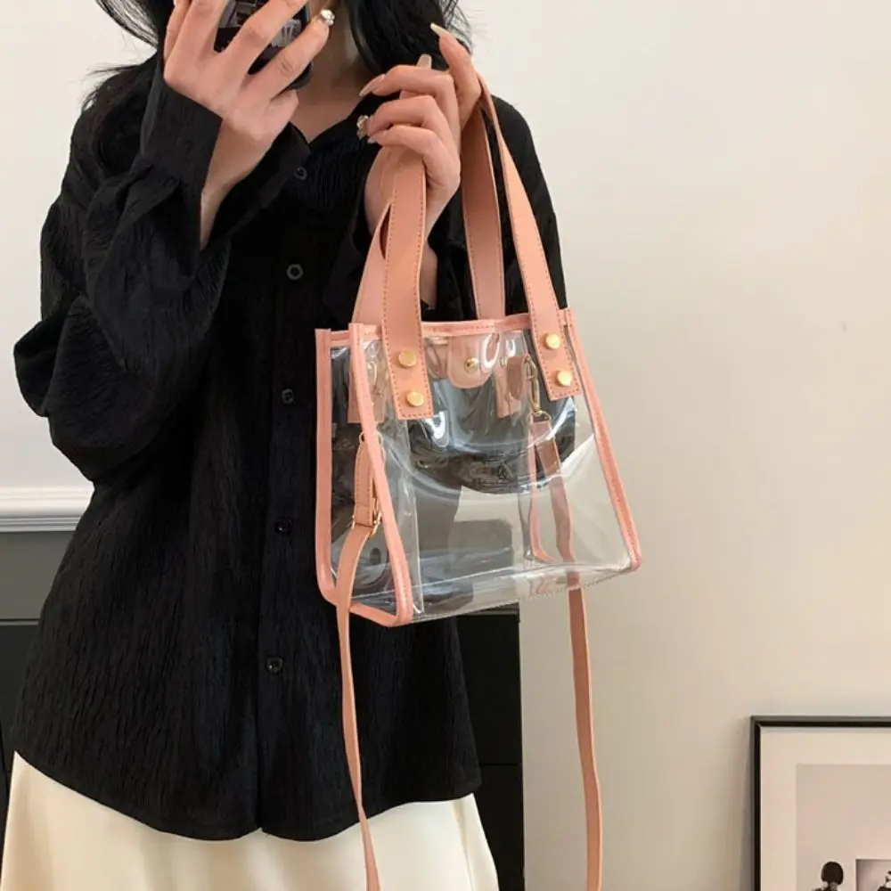 Waterproof Storage Bag PVC Transparent Bag Jelly Bag Summer Women Handbag Tote Bag Cosmetic Bag Crossbody Bag Beach