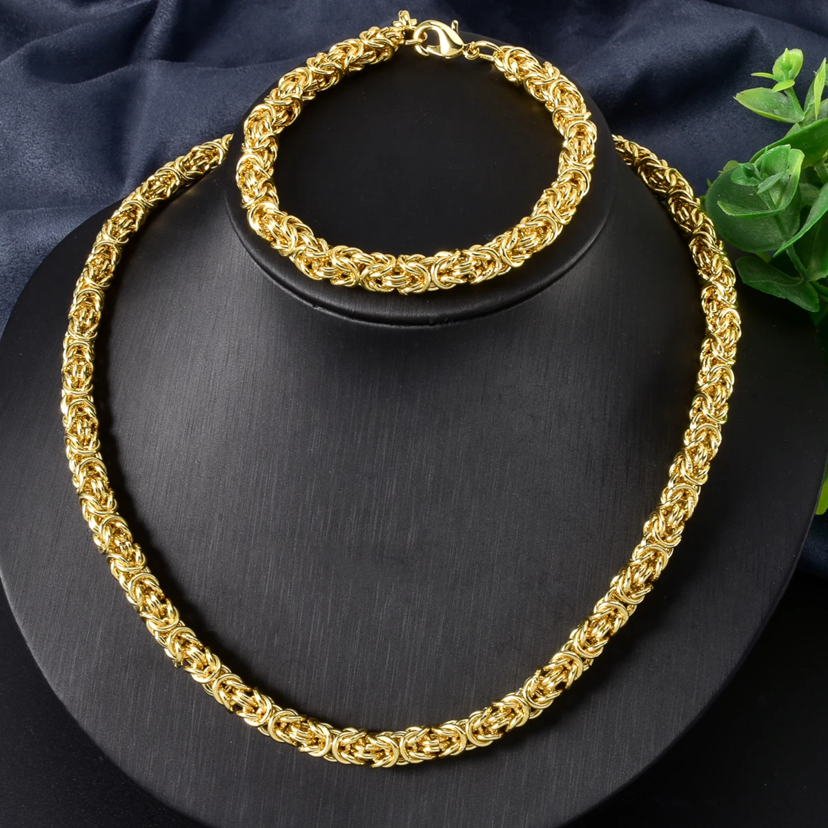 

Stainless Steel Necklace Bracelet Set for Women Men Adjustable Length Braided Chain Lobster Clasp Minimalist Jewelry Gift