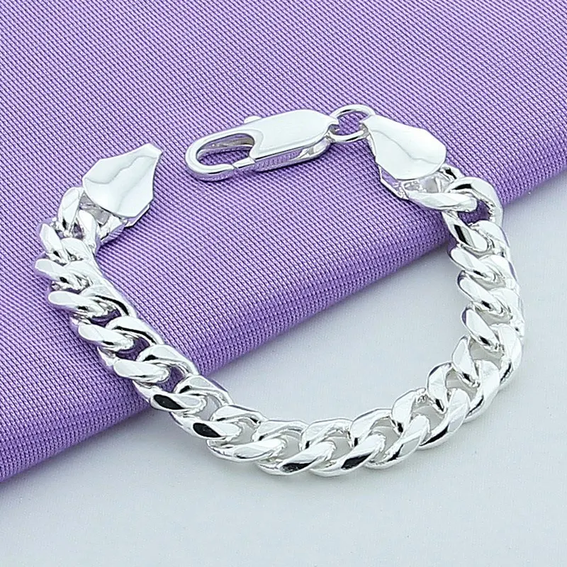 925 Sterling Silber Armband 10 MM Seitlich Armband Frauen Einfache Mode Armband Geburtstag Hochzeit Jahrestag Schmuck Geschenk