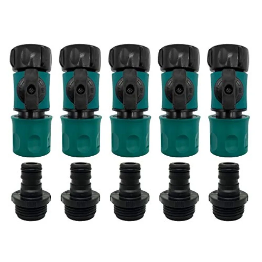 

Plastic Garden Hose Quick Connect with Shutoff Valve Set Male and Female 3/4" Quick Connectors with Valve for Water Hose Coupli