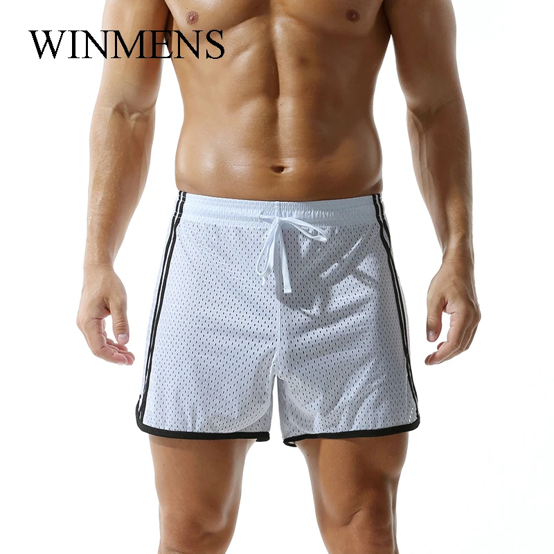 Men's Trunks Mesh Breathable Sports Panties Thin Loose Elastic Running Boxer Shorts Comfortable Home Lounge Wear Indoor