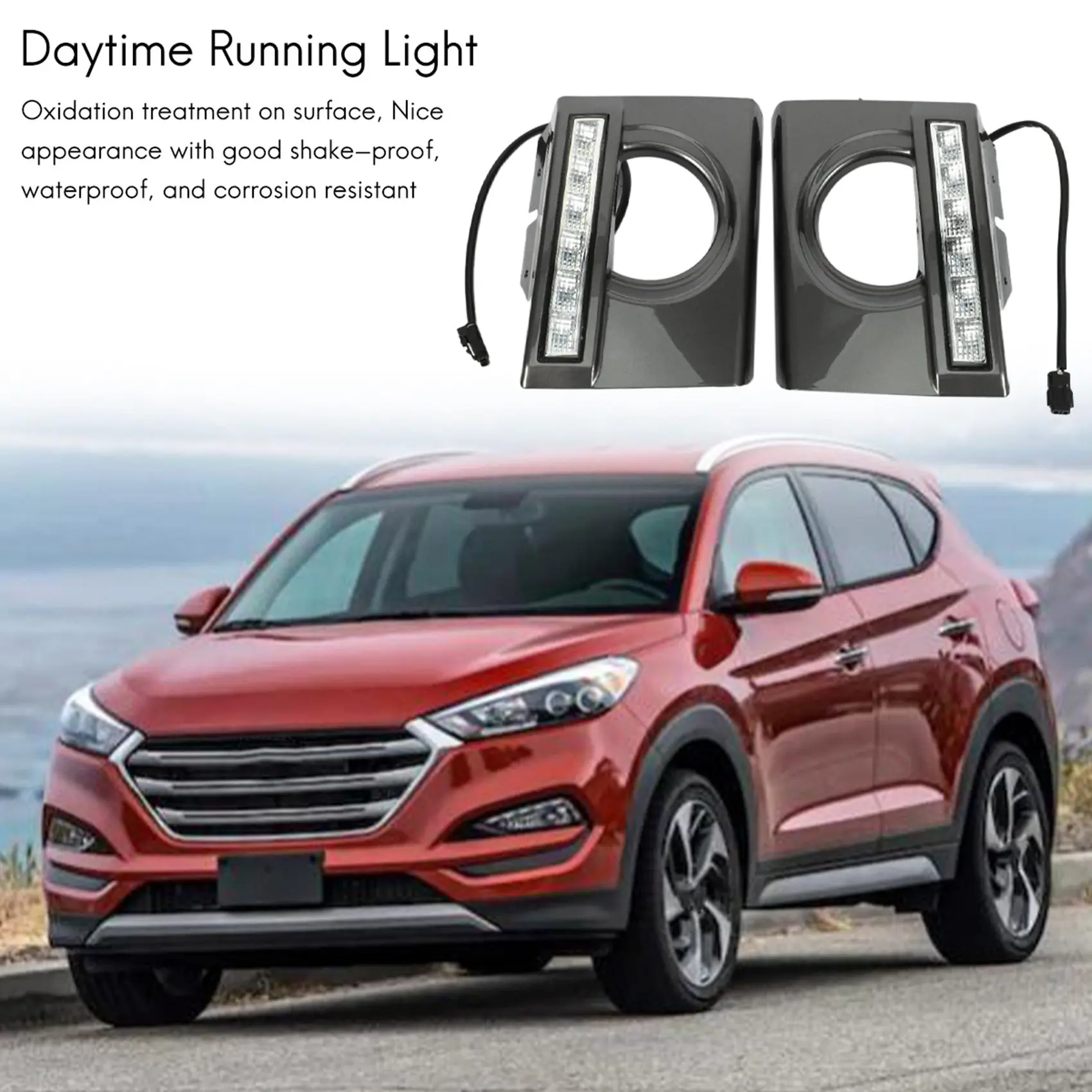 1 Pair Car Daytime Running Light DRL LED Daylight Fog Lamp Cover For Hyundai Tucson 2005-2009