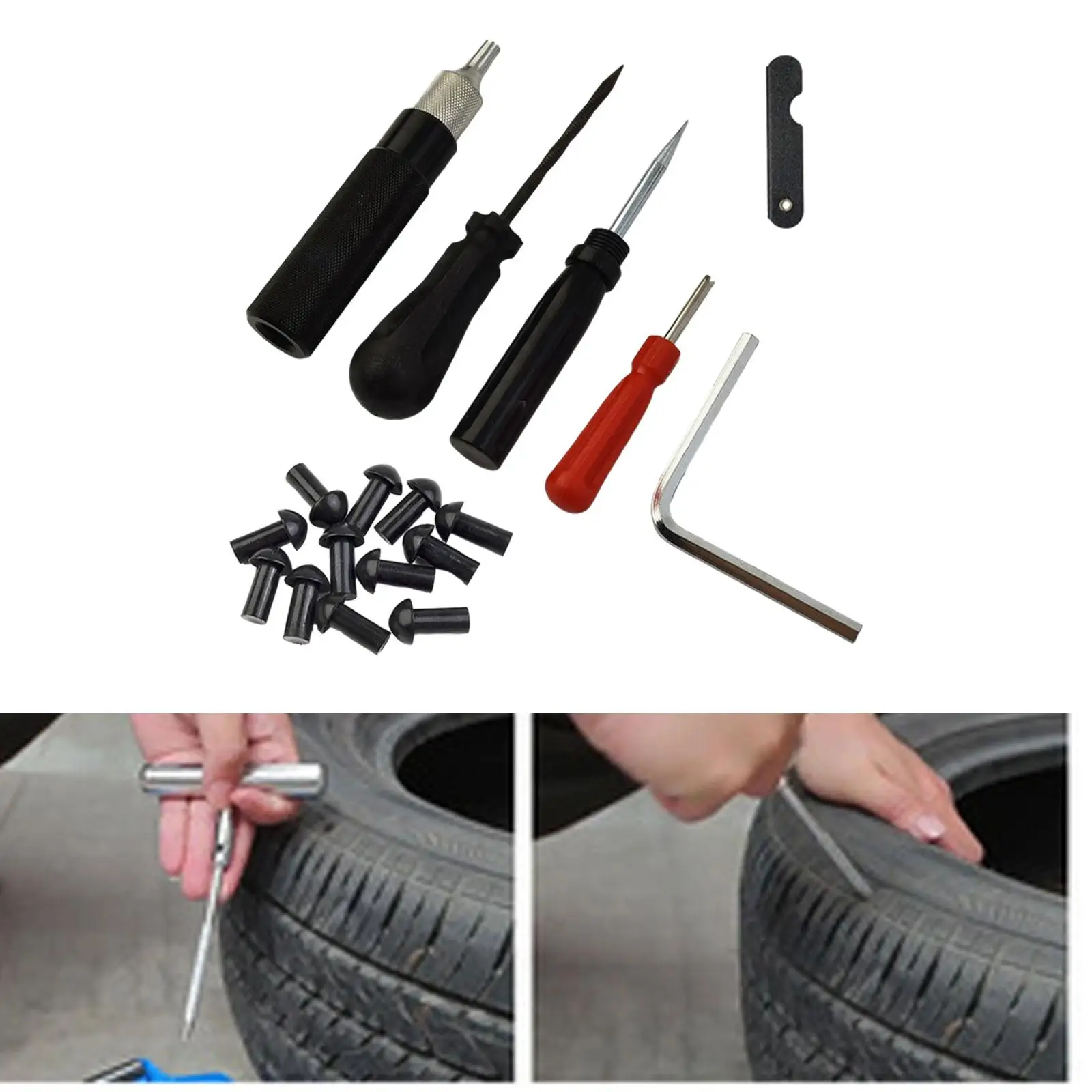 Tire Repair Nail Kit Multifunctional Aluminum Alloy Rubber Plug Patch Set for Car Motorcycle Emergency Tyre Repair