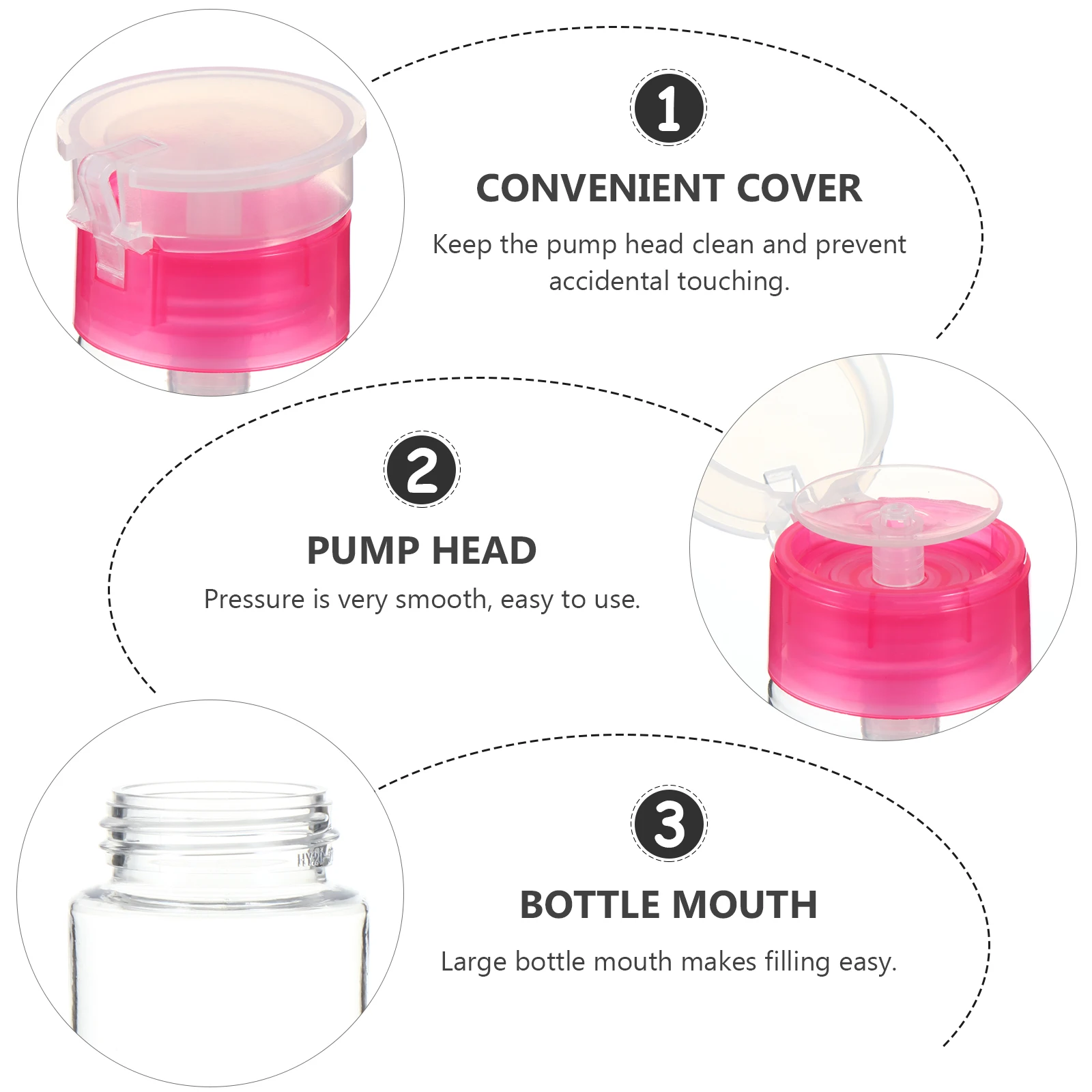 

6 pcs Plastic Pump Dispenser Bottles Reusable Liquid Storage For Nail Polish Remover Alcohol Makeup Cleaner Pressing Bottle