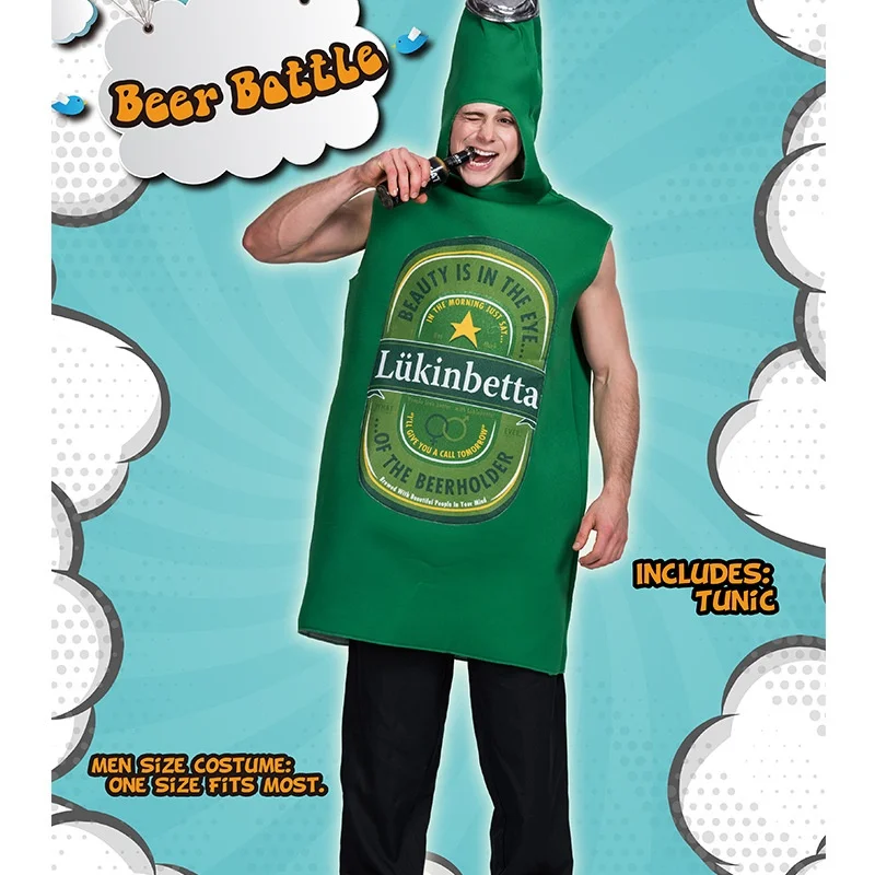 Criativo loween palco desempenho traje 2025 nova casa cosite esponja engraçado garrafa de cerveja traje de palco étnico feminino