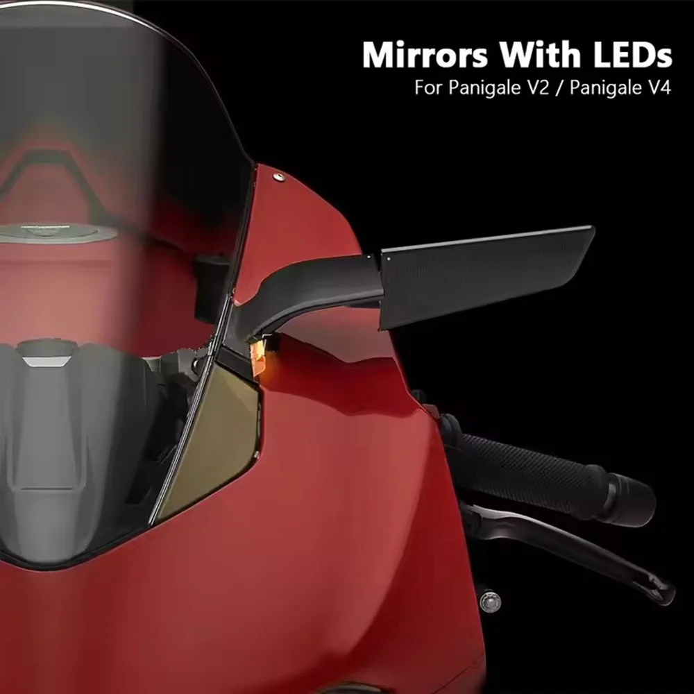 New Motorcycle For Ducati Panigale V2 2020-2024 PANIGALE V4 2019-2024 Rearview Mirrors with LED Rotating Adjustable Wing Mirrors