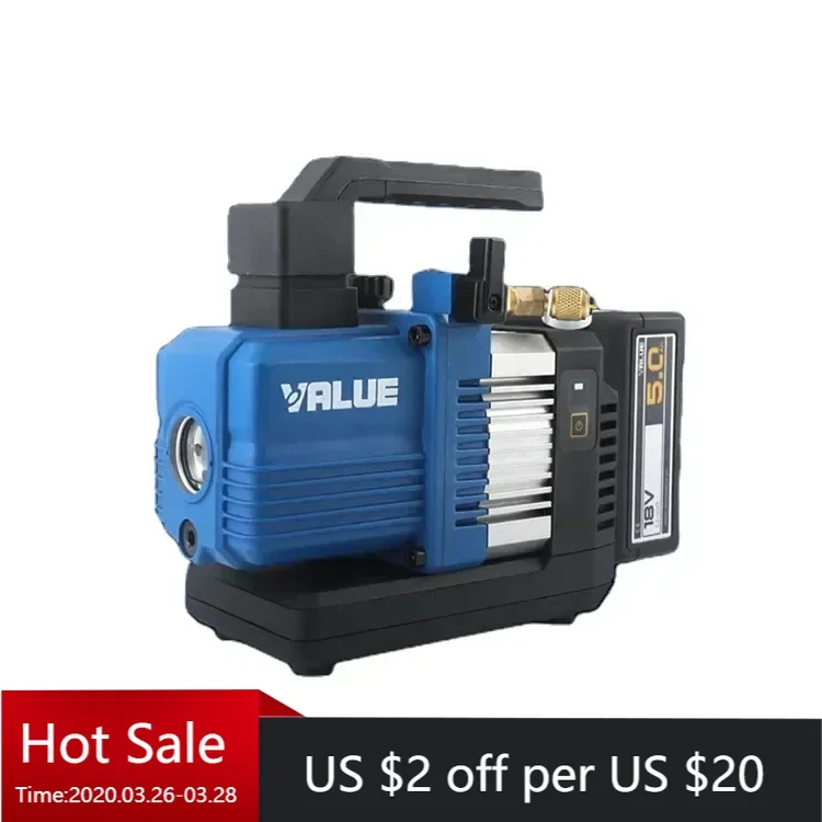 Mini bomba de vacío portátil de dos etapas con batería de litio, 18V, 5Ah, para refrigerante R32 R1234yf, 60L/min, 2CFM