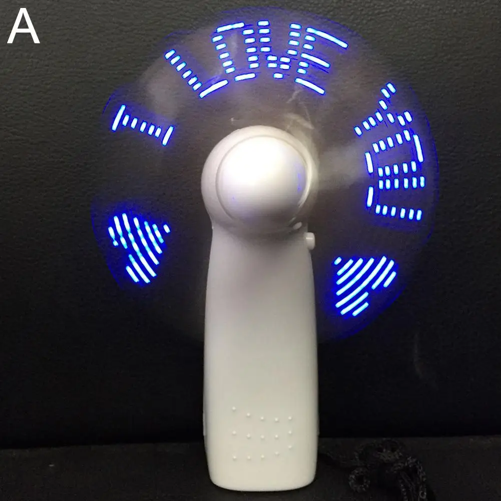 I Love You Flashing Words Handheld Fan Mini Portable LED Light Fan 3 Speeds Quiet Battery Fan for Valentine Gift
