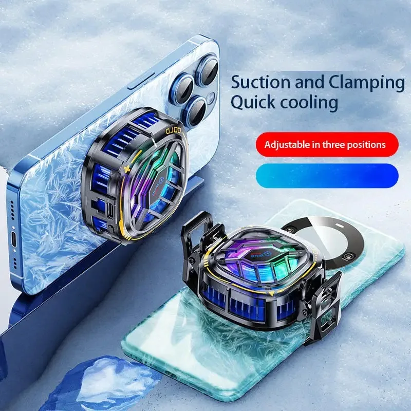 Magnetic RGB Phone Cooler Portable Lightweight Stylish Radiator with Temperature Display for Magsafe Mobile Gaming iPhone