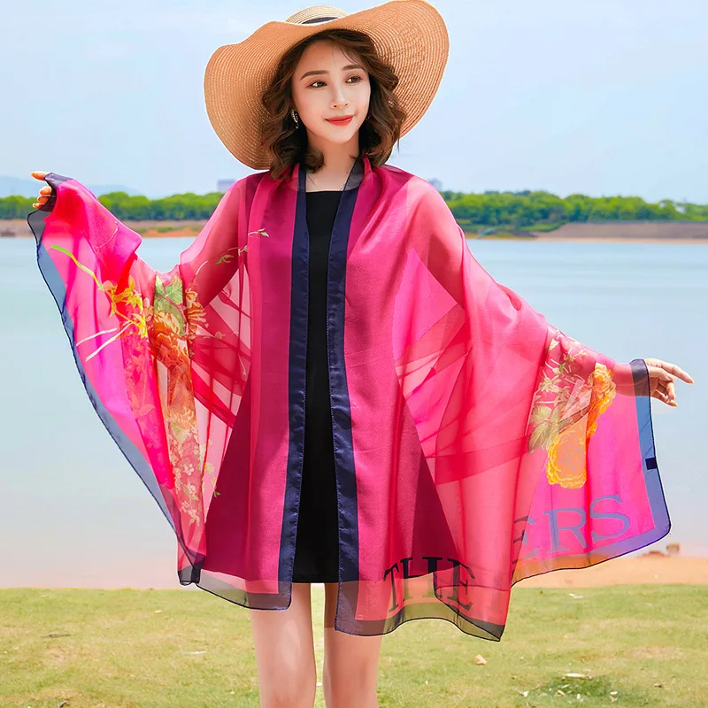 New Design Women\'s Chiffon Scarf Summer Beach Shawl Travel Tulle Cape Print Scarf Sun Protection Headscarf Free Shipping