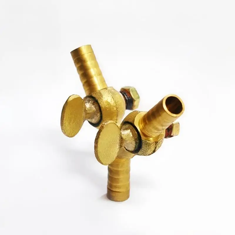 Y Shaped Brass 3 Way Shut Off Valve 8mm 10mm Barbed Fitting for Small Engine Fuel Air Gas Line Control