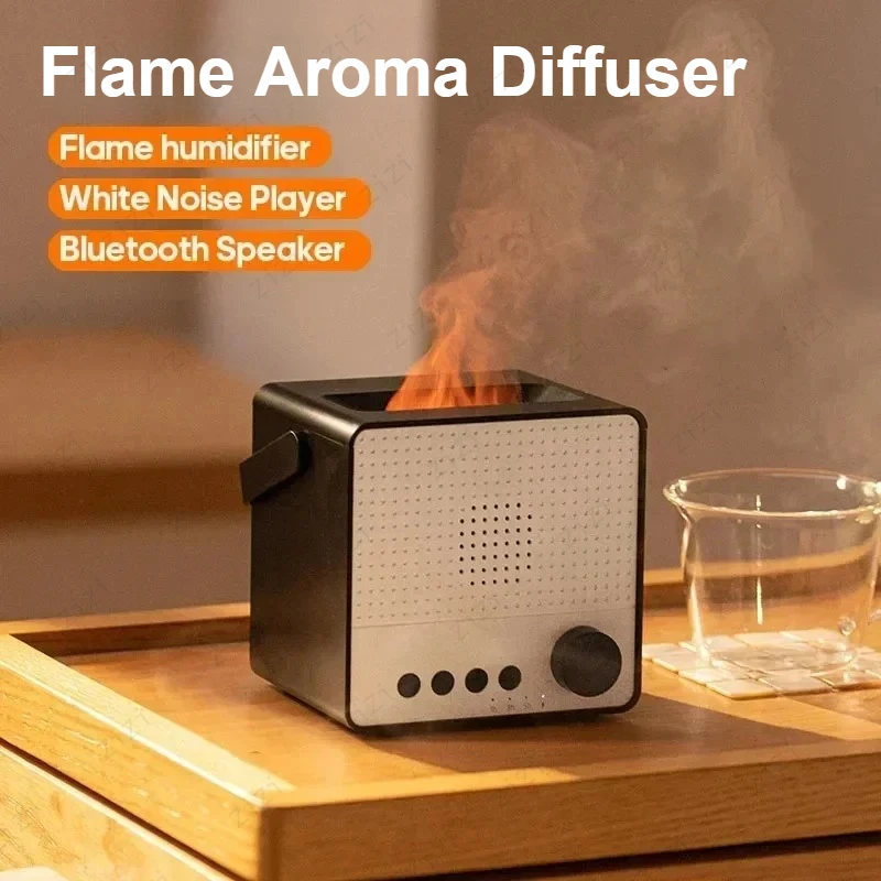 

Машина для ароматерапии с красочным пламенем и Bluetooth, домашний ночник, увлажняющий распылитель, машина для ароматерапии 3-в-1