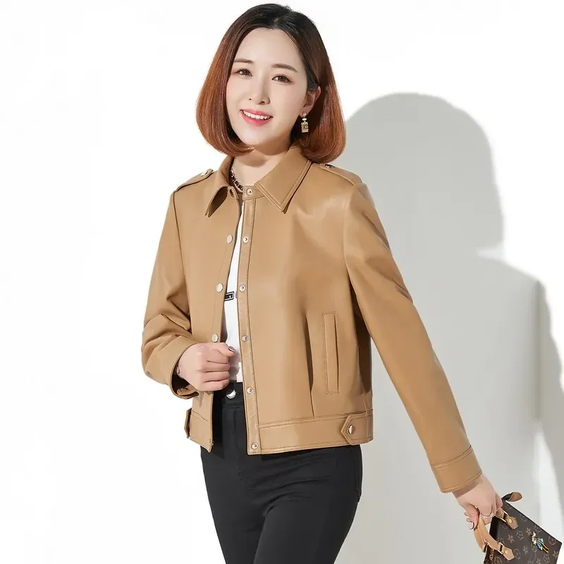 Real Leather Jacket Women 2023 New In Outwear High-waisted Genuine Leather Jackets for Women Motorcycle Sheepskin Coat Jaqueta F