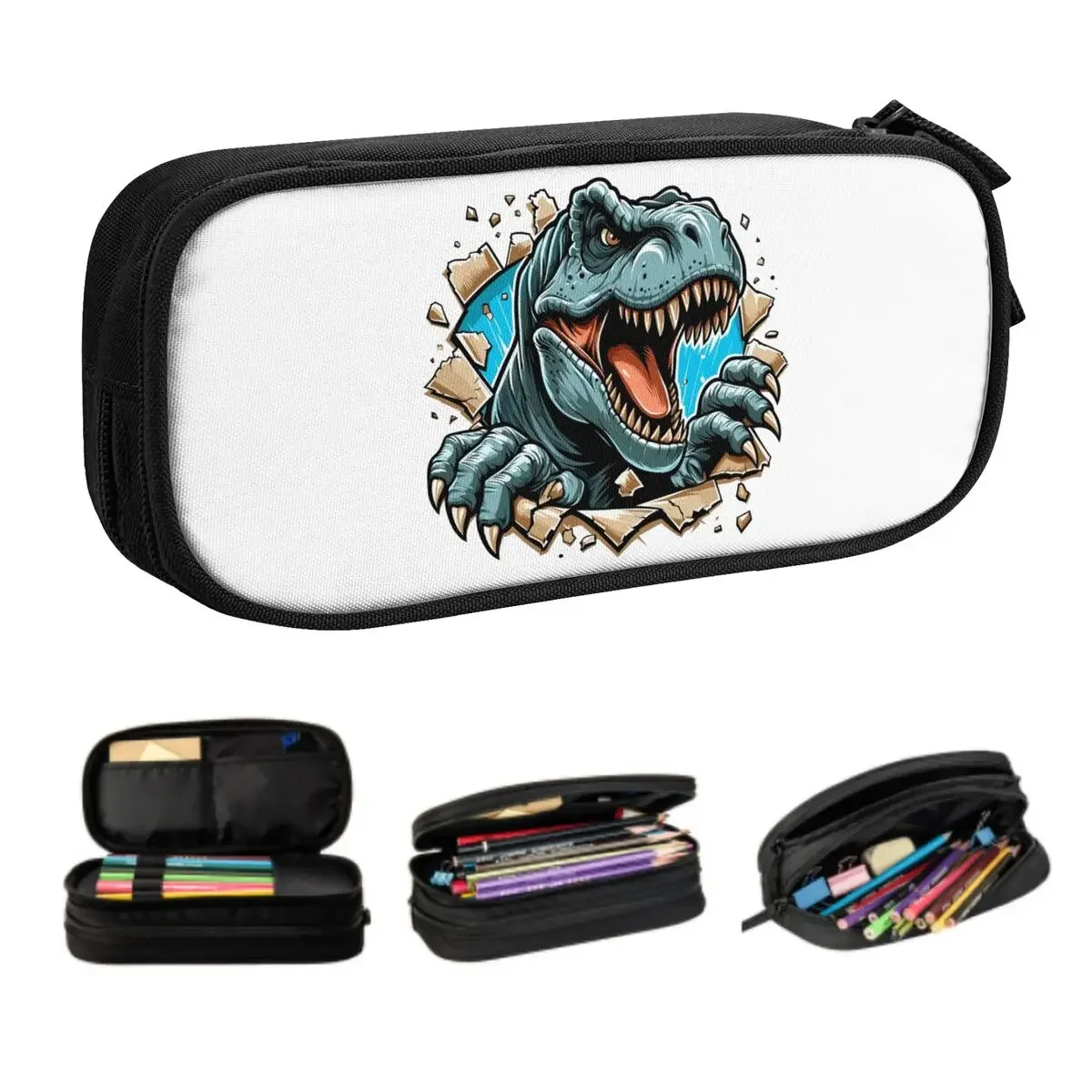 Custom Wild T-rex Dinosaur Roars Cute Pencil Case Boy Girl Large Capacity Pencil Pouch School Supplies