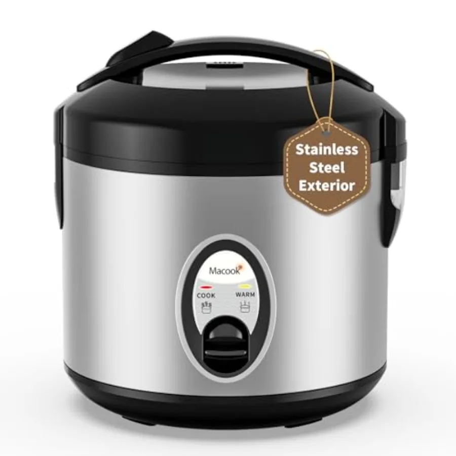

Stainless Steel Rice Cooker with Steamer 4-Cup Uncooked 1.0L /8-Cup Cooked Electric Grain Vegetable Cooker Auto Keep Warm for O