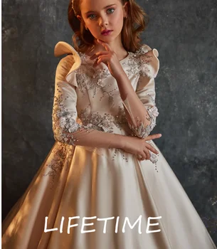 Śliczne koronkowe ślubne sukienki dla dziewczynek niestandardowe gradientowe tiulowe małe dziewczynki księżniczka sukienka bez rękawów dziecięce suknie na przyjęcie urodzinowe