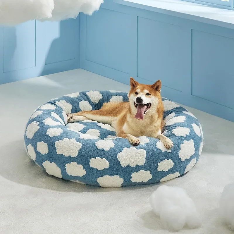

Pet litter, soft and comfortable cotton lint round kennel, can't bite the cat litter