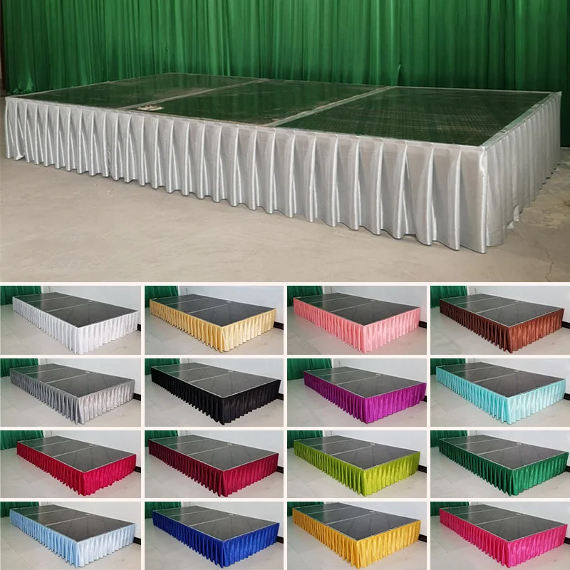 Stage Skirt T Table Skirt Pleated Fabric Stage Cover Wedding Party Event Decor Table Skirting for Conference Banquet Stage Decor