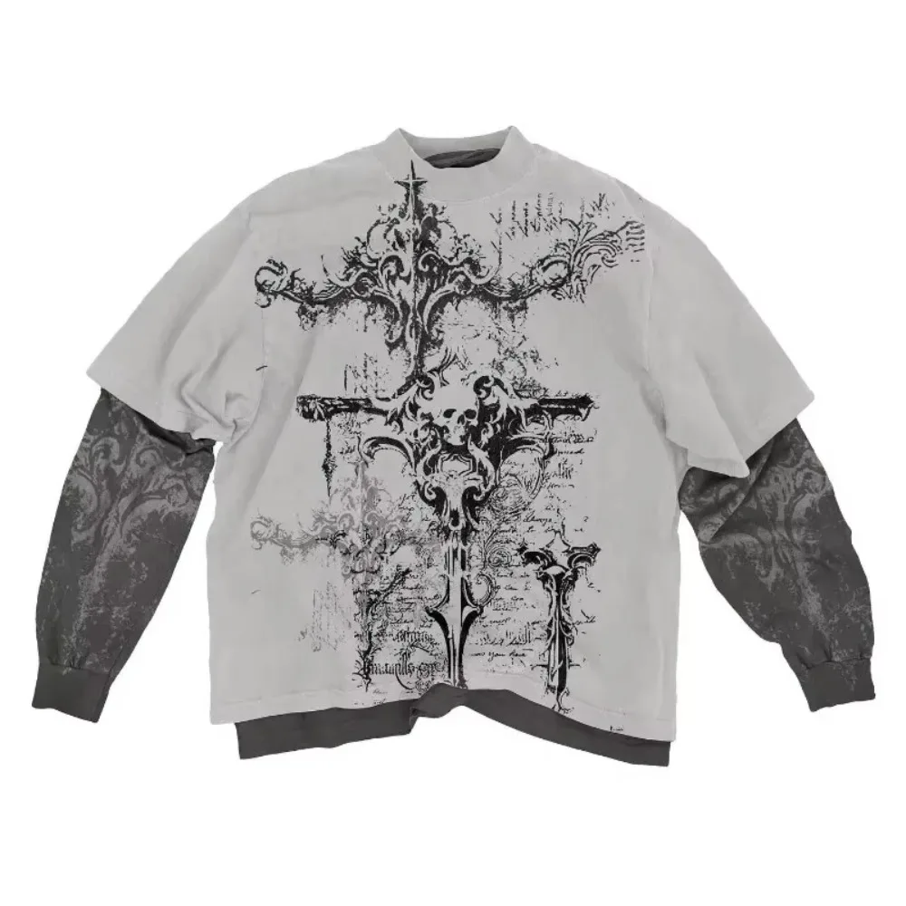 Y2K Skull Long Sleeve T Shirt New Gothic Round Neck Shirt Men s And Women s Casual Harajuku Punk Shirt  My Body My Choice 2000s