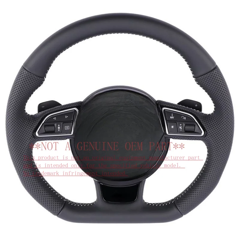 For Audi New Version Steering Wheel Horn Cover Genuine Leather Multifunction Buttons Shift Paddles Horn Shell