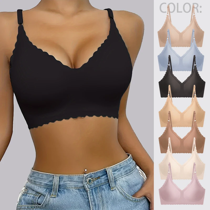 2/3/4/5/7PCS Women WireFree Padded Wavy Edge Laser Cutting Invisible Yoga Wear Ladies Bra Hot Sale Seamless Strapless Underwear