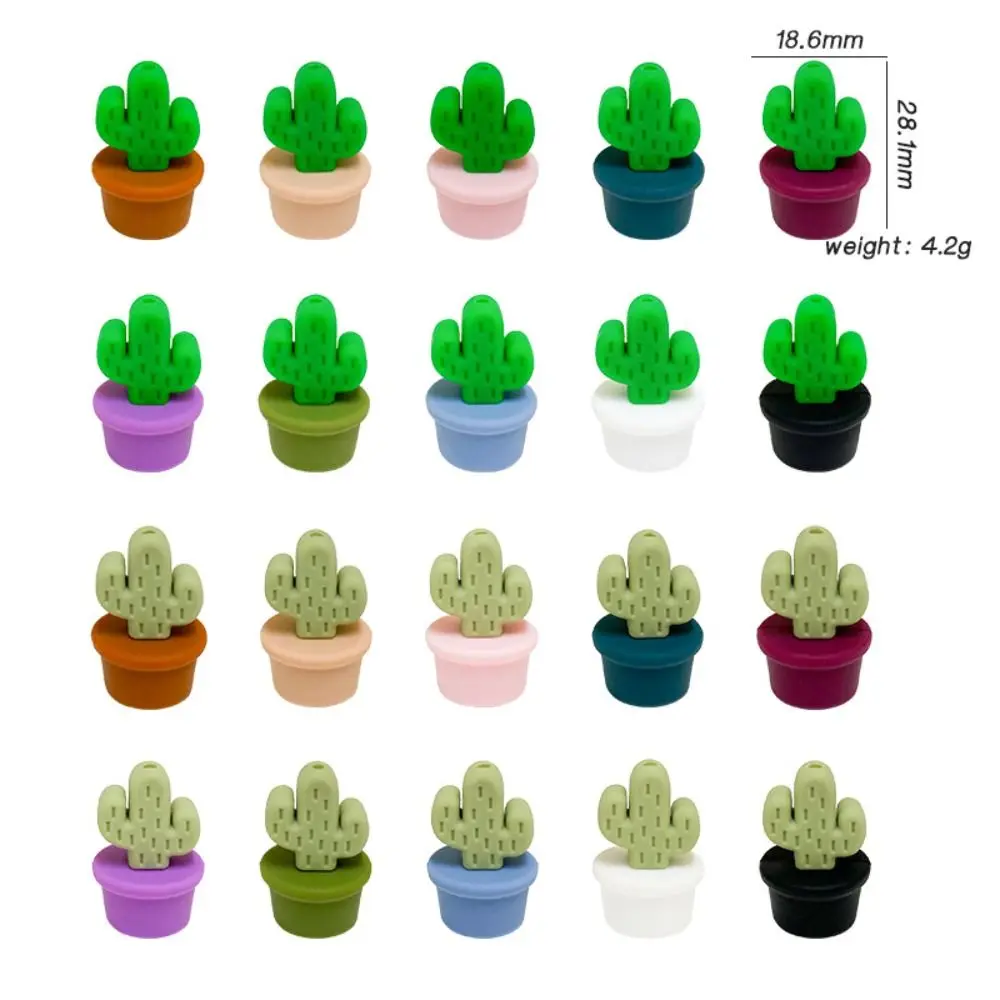 حبات سيليكون على شكل صبار للحرف اليدوية ، حبات بوعاء لصنع الأساور ، مزيج الألوان ، 3D ، الصبار